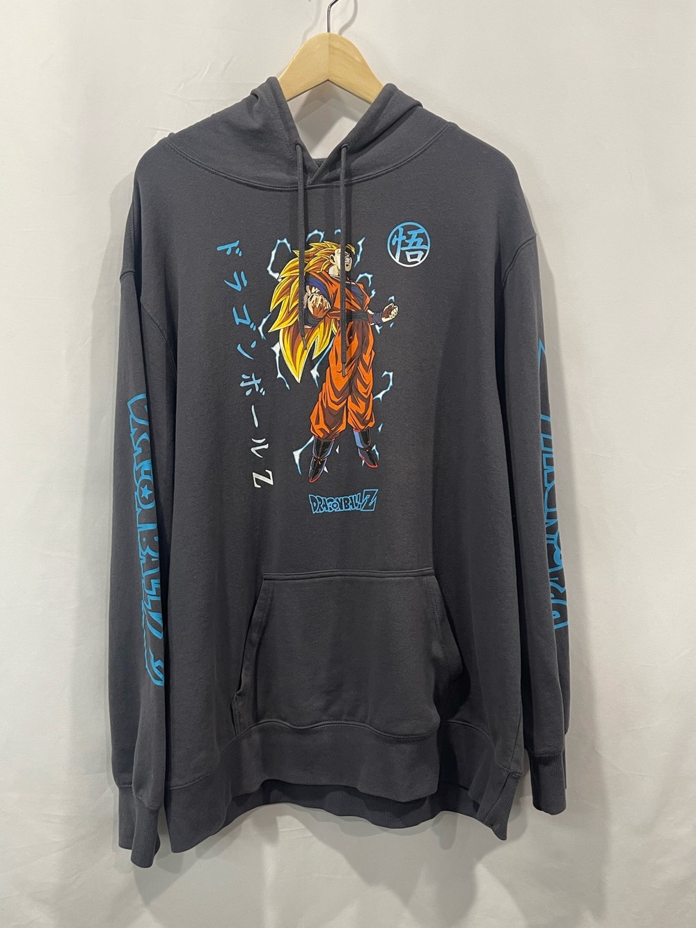 Dragon Ball Z Graphic Hoodie - Charcoal with Orange & Blue Print